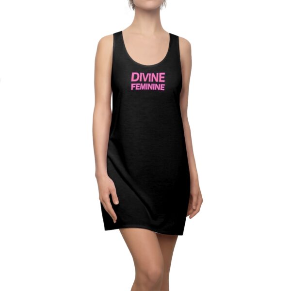 Divine Feminine - Black w/ Pink Logo - Women's Cut & Sew Racerback Dress