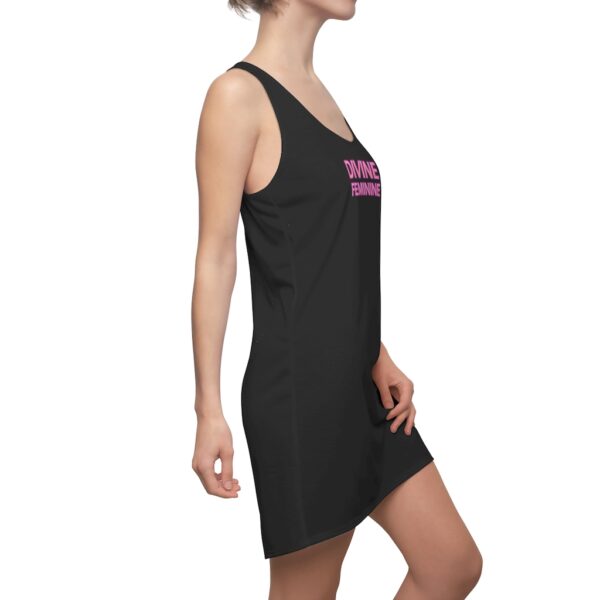 Divine Feminine - Black w/ Pink Logo - Women's Cut & Sew Racerback Dress - Image 5