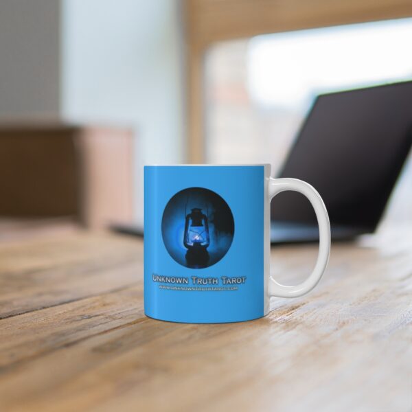 Unknown Truth Tarot - Lantern Logo - Baby Blue Ceramic Mug 11oz