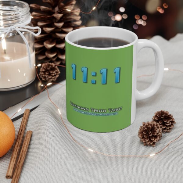 11:11 - Angel Number Collection - Green Ceramic Mug 11oz - Image 4