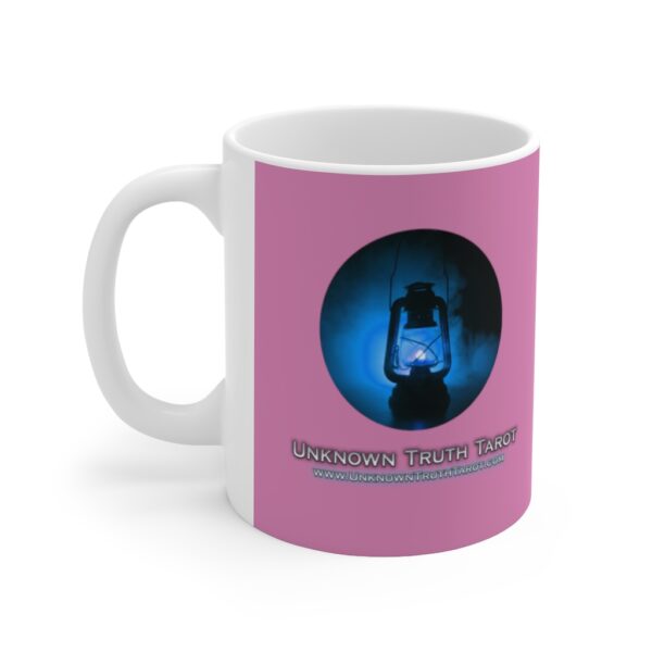 Unknown Truth Tarot - Lantern Logo - Pink Ceramic Mug 11oz - Image 3