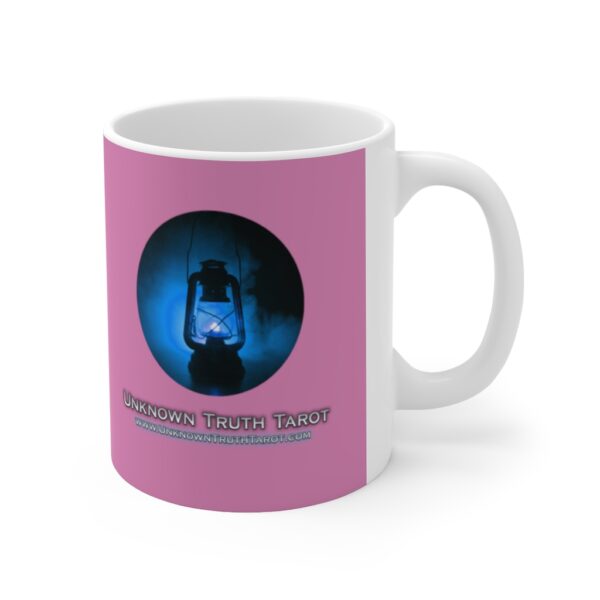 Unknown Truth Tarot - Lantern Logo - Pink Ceramic Mug 11oz - Image 4