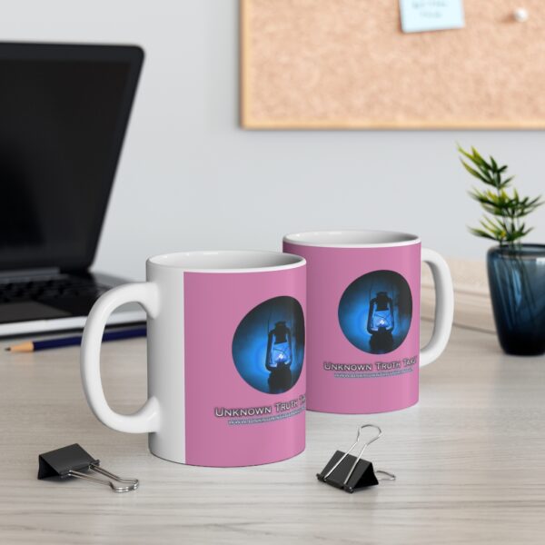 Unknown Truth Tarot - Lantern Logo - Pink Ceramic Mug 11oz - Image 6