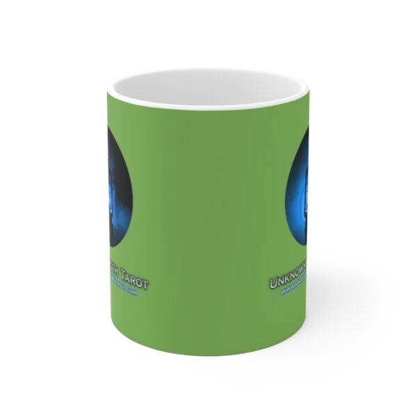 Unknown Truth Tarot - Lantern Logo - Green Ceramic Mug 11oz - Image 2