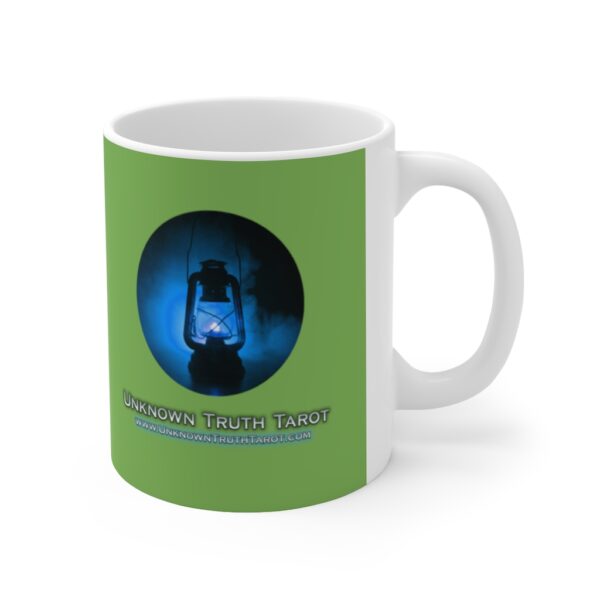 Unknown Truth Tarot - Lantern Logo - Green Ceramic Mug 11oz - Image 4