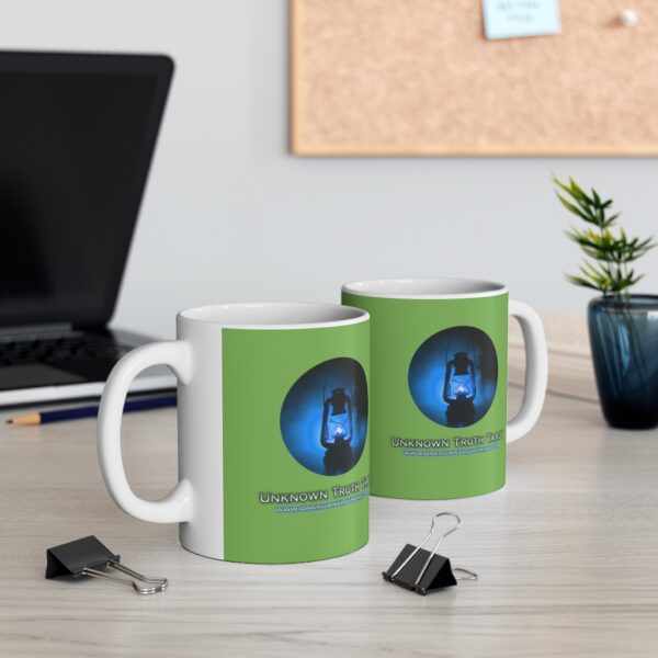 Unknown Truth Tarot - Lantern Logo - Green Ceramic Mug 11oz - Image 6