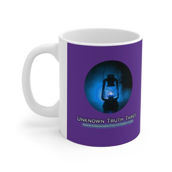 Unknown Truth Tarot - Lantern Logo - Deep Purple Ceramic Mug 11oz - Image 3