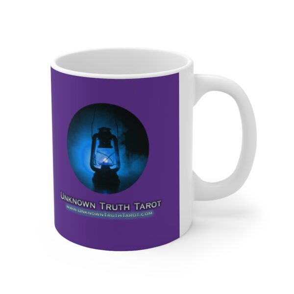 Unknown Truth Tarot - Lantern Logo - Deep Purple Ceramic Mug 11oz - Image 4