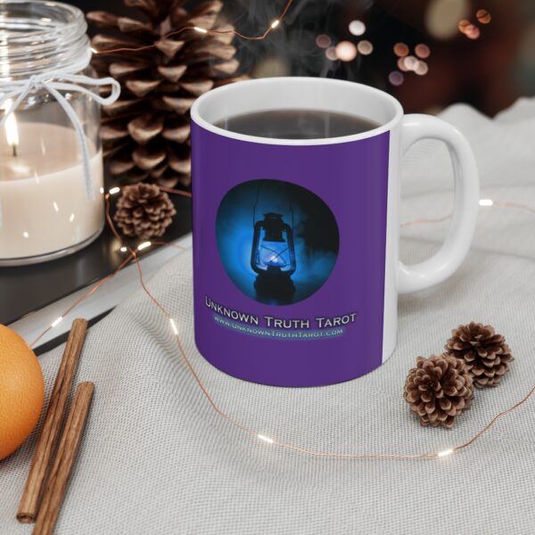 Unknown Truth Tarot - Lantern Logo - Deep Purple Ceramic Mug 11oz - Image 5