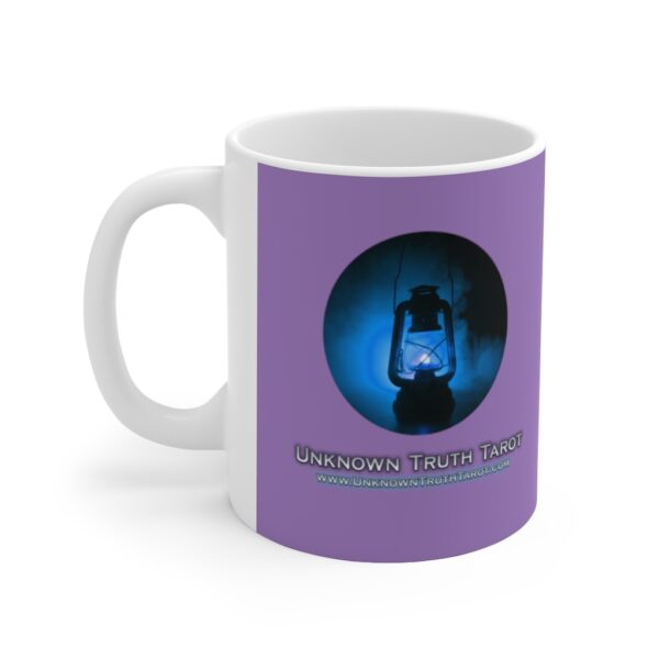 Unknown Truth Tarot - Lantern Logo - Lavender Ceramic Mug 11oz - Image 3