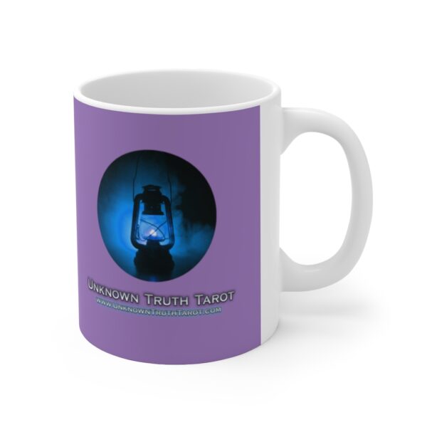 Unknown Truth Tarot - Lantern Logo - Lavender Ceramic Mug 11oz - Image 4