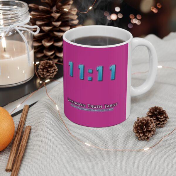 11:11 - Angel Number Collection - Hot Pink Ceramic Mug 11oz - Image 4