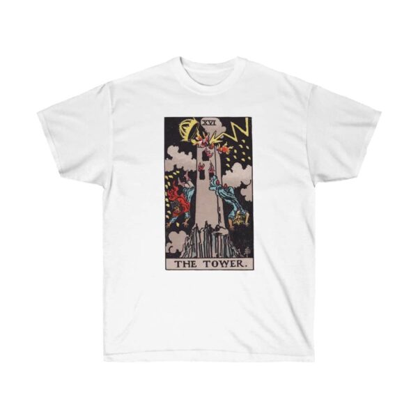 The Tower - Major Arcana Collection - Unisex Ultra Cotton Tee by Unknown Truth Tarot - Image 3