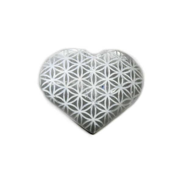 3" Selenite Heart , Flower of Life