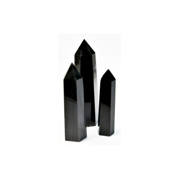 1 lb 3-4"  Black Obsidian with Silver Stripes Obelisk