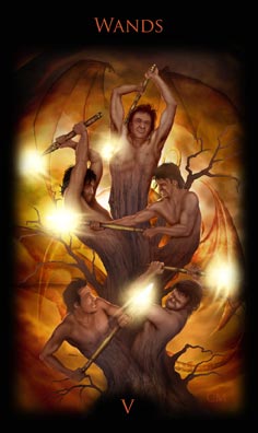 Legacy of the Divine Tarot - 5 of Wands