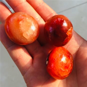 Red Carnelian Tumbled & Polished Crystal Specimen - 3 Pieces (roughly 30mm each piece)