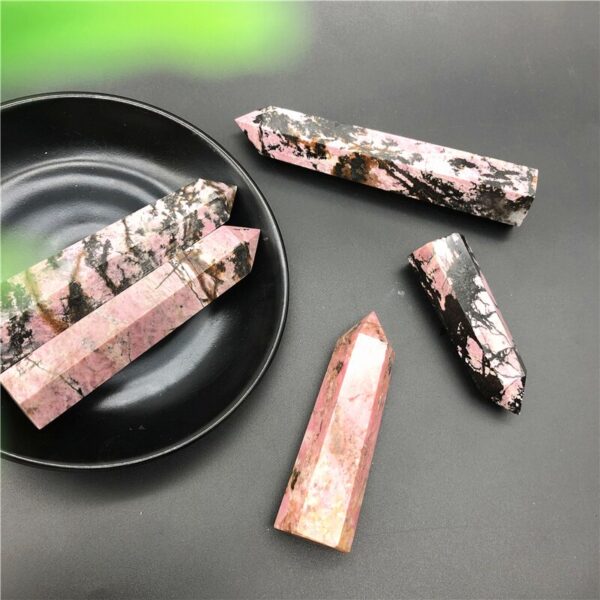 Rhodonite crystal points, one of the best crystals for forgiveness.