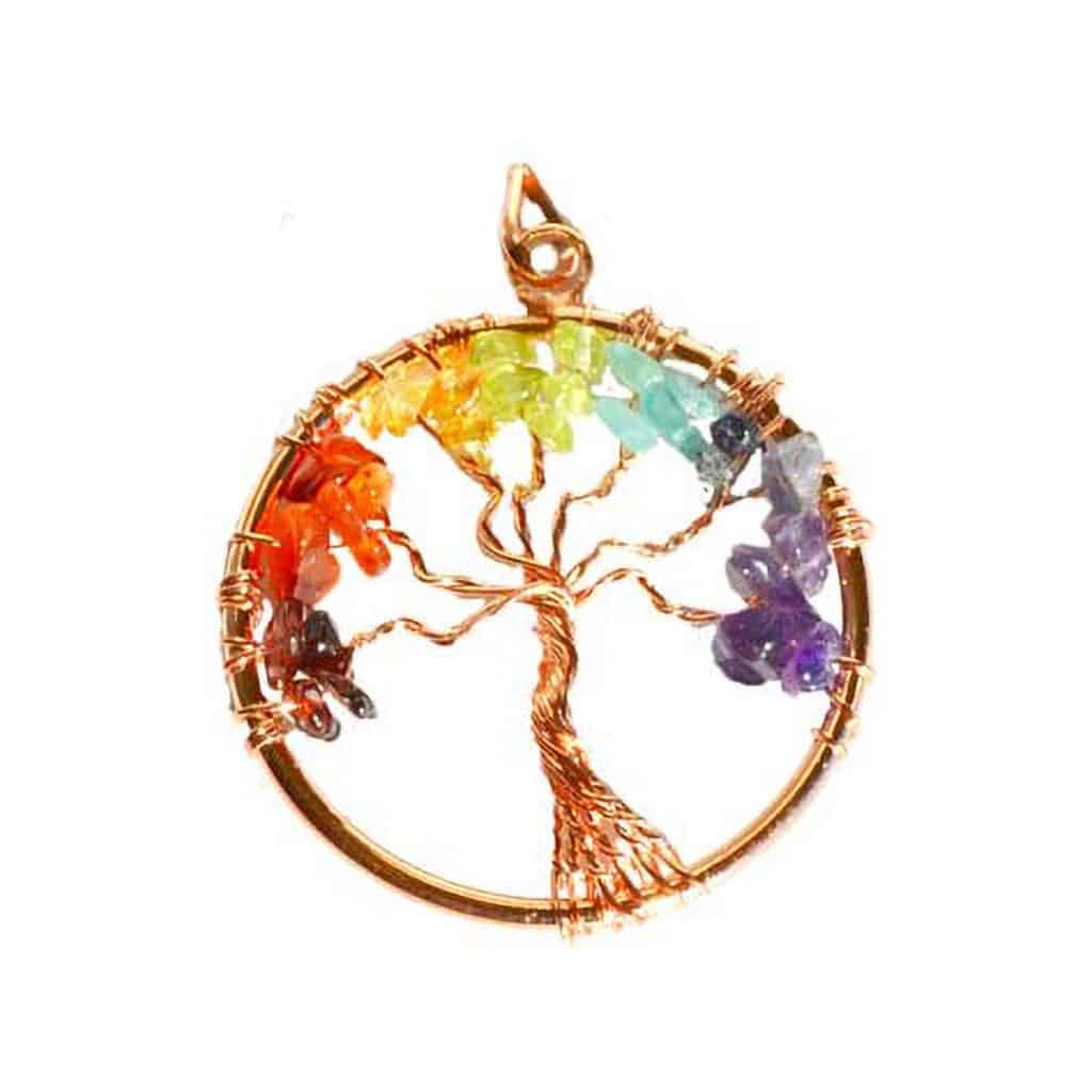 7 Chakra Tree of Life Pendant (copper with chakra gemstones)