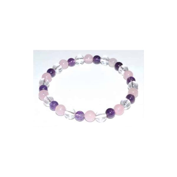 6 mm Amethyst, Rose Quartz & Quartz Bracelet
