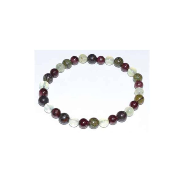6 mm Dragon Blood Jasper, Garnet & Prehnite Bracelet