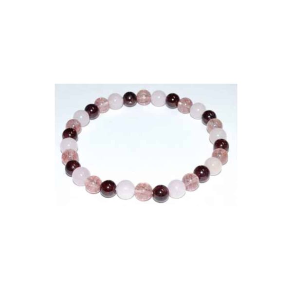 6 mm Rose Quartz, Strawberry Quartz & Garnet Bracelet