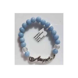 Angelite bracelet with clear quartz and an angel charm