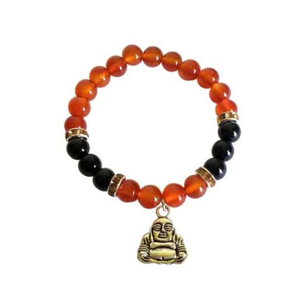 8 mm Carnelian & Black Onyx with Buddha