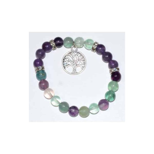 8 mm Fluorite & Amethyst & Tree of Life