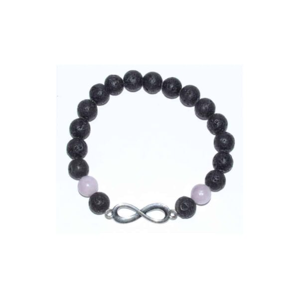 8 mm Lava & Kunzite with Infinity