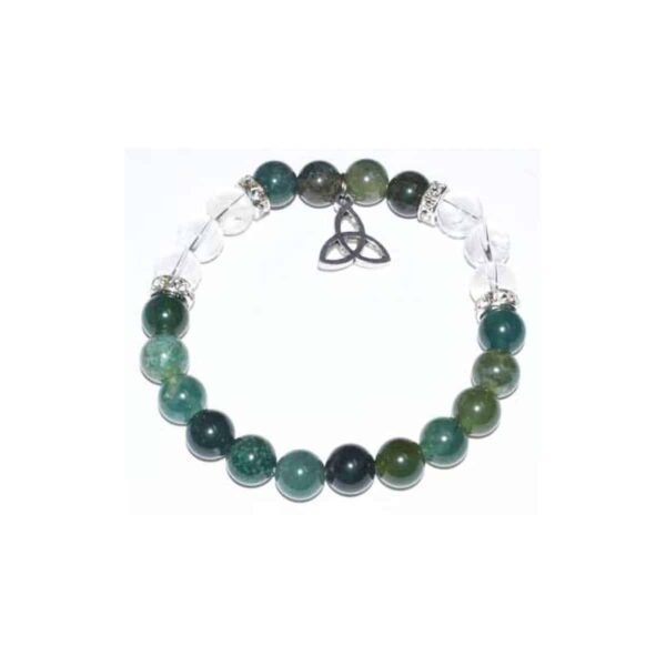 8 mm Green Moss Agate & Triquetra