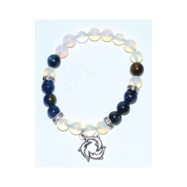 8 mm Opalite & Blue Kyanite with Dolphins