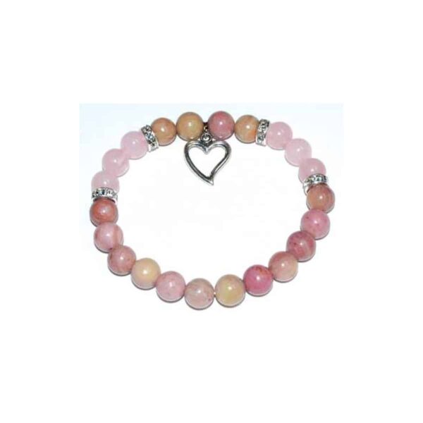 8 mm Rhodochrosite & Rose Quartz & Heart