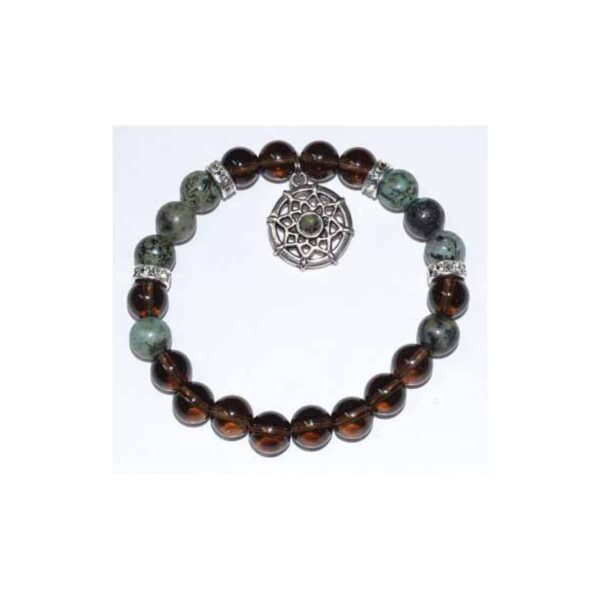 8 mm Smoky Quartz & Turquoise with Dreamcatcher