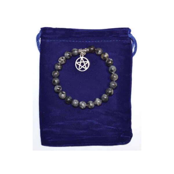 8 mm Larvikite & Pentagram Bracelet