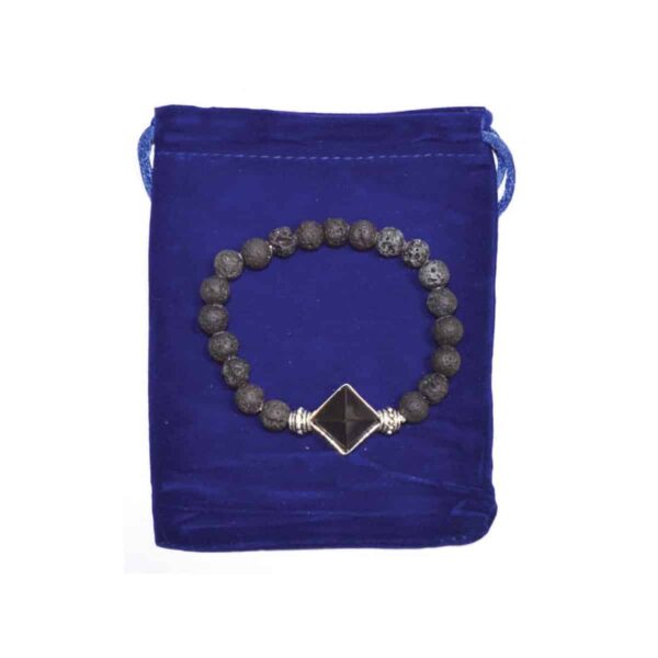 8 mm Lava & Black Agate Pyramid Bracelet