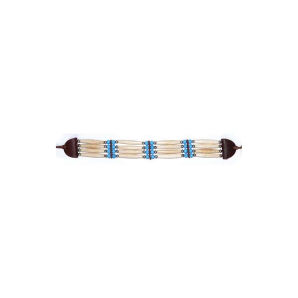 4 Line Tan Beaded Bone Choker