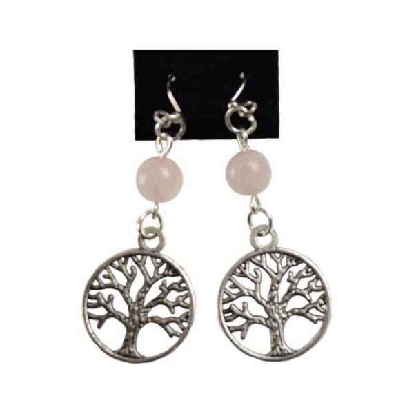 Rose Quartz Tree of Life earrings