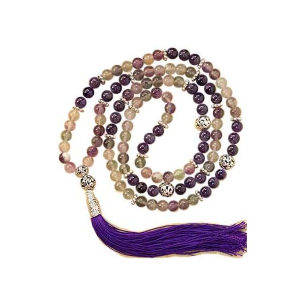 Fluorite & Amethyst Ball elastic mala