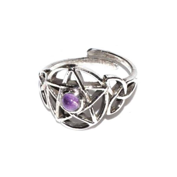 Pentacle amethyst adjustable ring