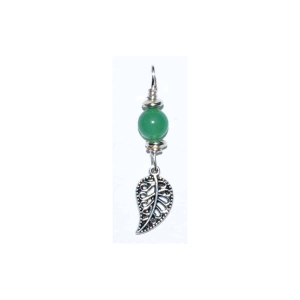 Leaf pendant with green aventurine bead