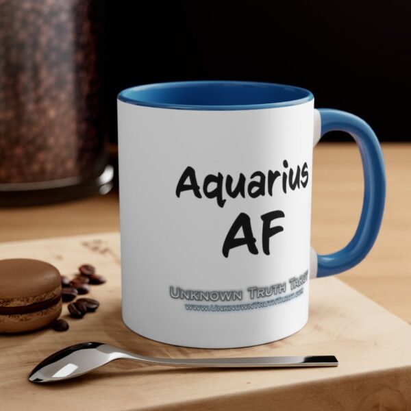 Aquarius AF - Zodiac Collection - Accent Colored Ceramic Mug 11oz - Image 4