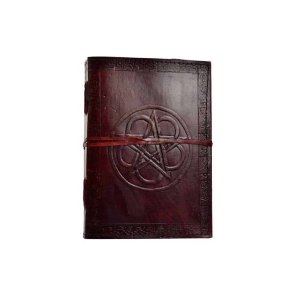 Pentagram leather blank book w/ cord