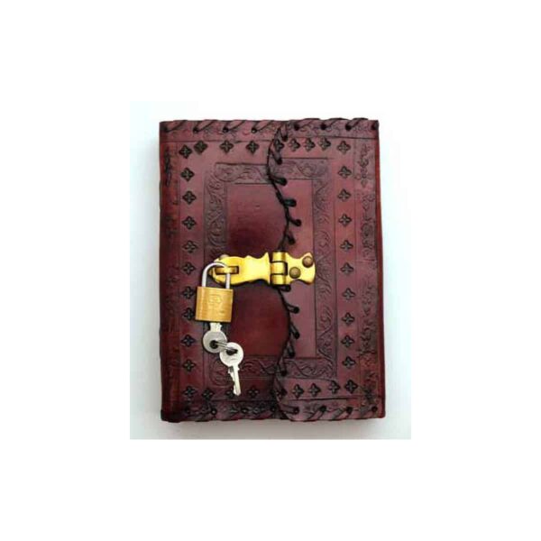 Embossed leather blank book w/ key