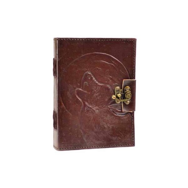 Wolf Moon leather blank book w/ latch