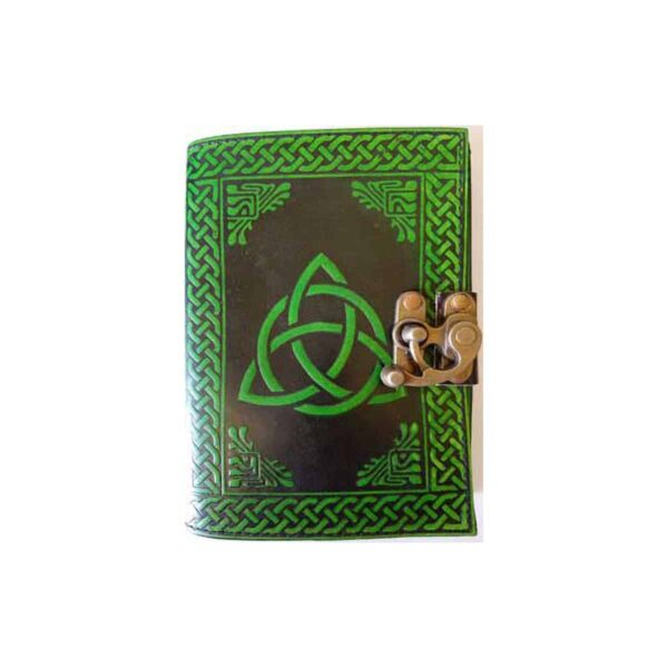 black/ green Triquetra leather blank book w/ latch