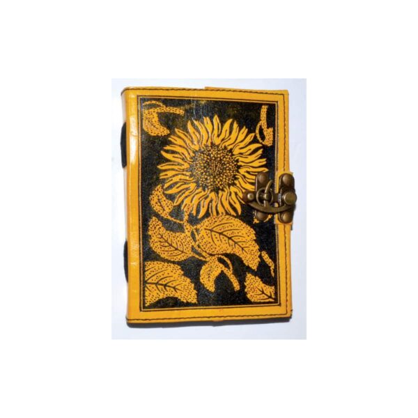 Sunflower leather blank book w/ latch