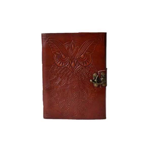5" x 7" Owl leather blank book w/ latch