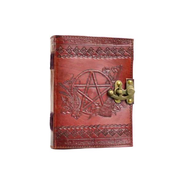 Pentagram leather blank book w/ latch