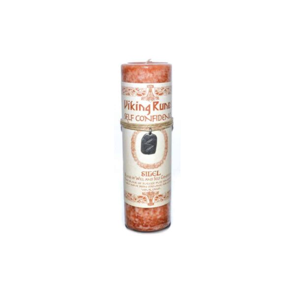 Self Confidence Pillar Candle with Sigel Rune Pendent